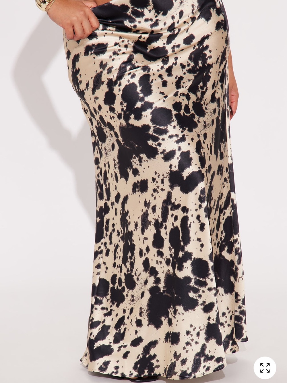 Fashion Nova Black & Cream Animal-Print Satin Maxi Skirt